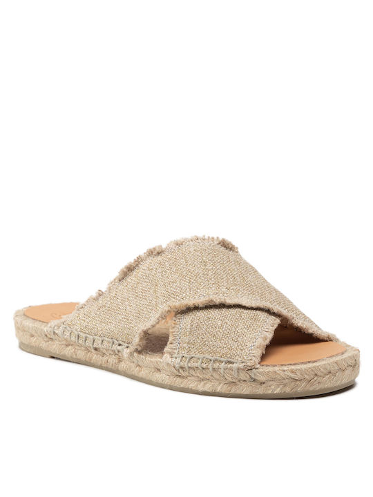 Castaner Palmera Women's Flat Sandals in Beige Color