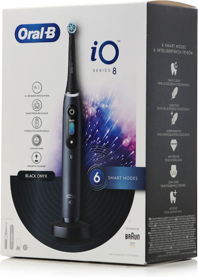 Oral-B iO Series 8 Electric Toothbrush with Timer, Pressure Sensor, and Travel Case Black