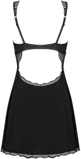 Obsessive Klarita Sexy Σετ με Ρόμπα Babydoll & Thong Plus Size Black