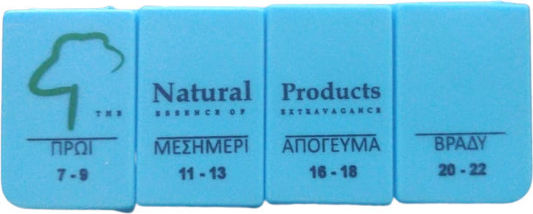 Natural Products Daily Pill Case with 4 Compartments in Blue color