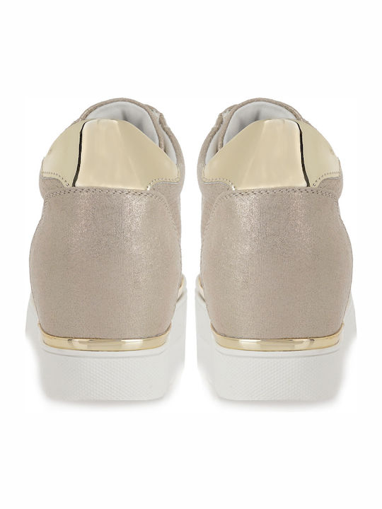Leather Women's Ankle Boots Platform Gold
