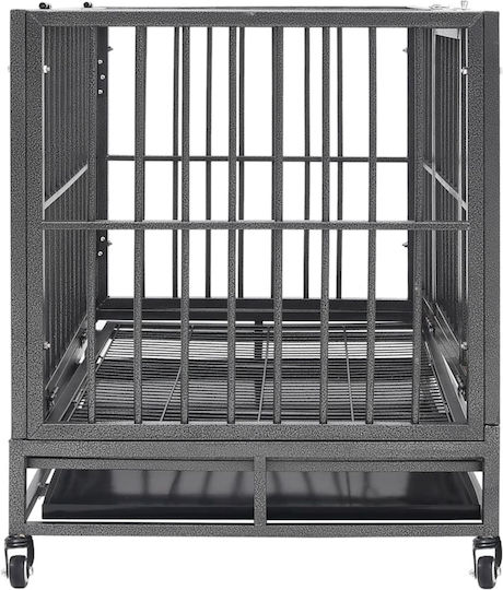 vidaXL Συρμάτινο Κλουβί Σκύλου Μαύρο 102x72x85cm