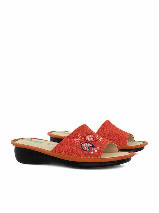 Castor Anatomic 5771 Anatomic Leather Women's Slippers In Red Colour