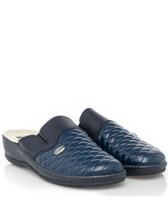 Dicas Leather Women's Slipper In Blue Colour