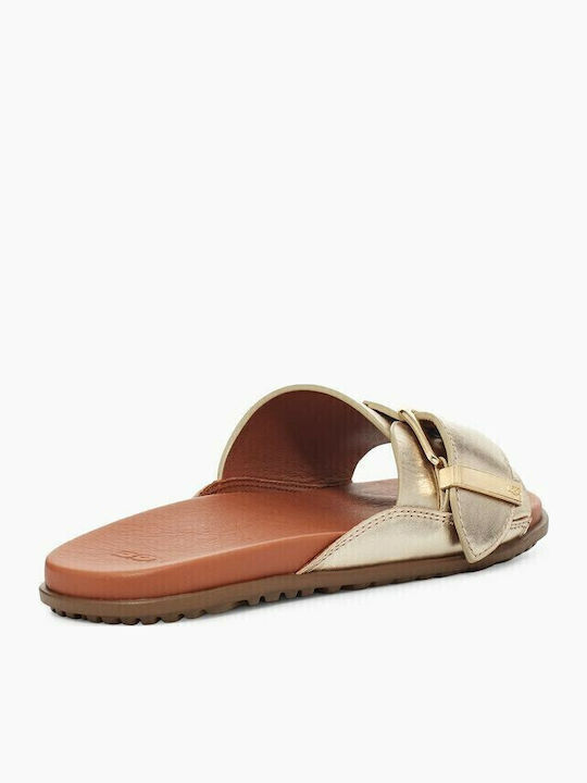 1125005 Leather Women's Flat Sandals Pale Gold Metallic