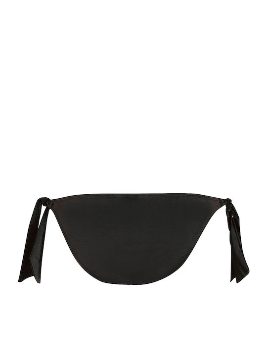 Solids Bikini Slip mit Schnürchen Schwarz