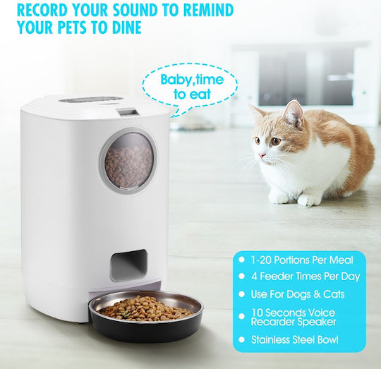 Pet Interest Pet Automatic Feeder made of ABS Plastic for Dog & Cat 4.5lt in White Color