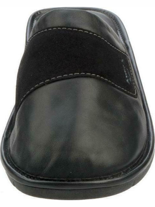 Men's Leather Slippers Black