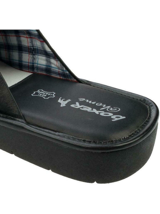 Men's Leather Slippers Black