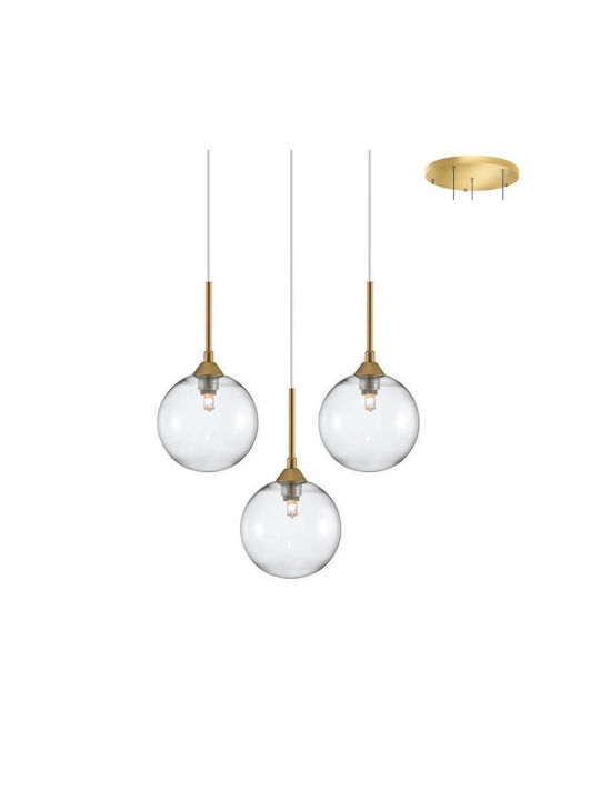 Luma Pendant Light Three-Light Clear Gold