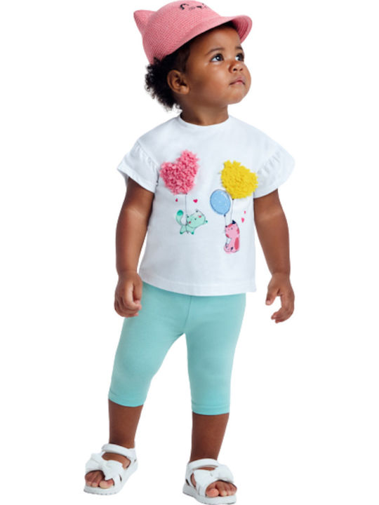 Kids' Set with Leggings Summer 2pcs Turquoise Lovely Cats