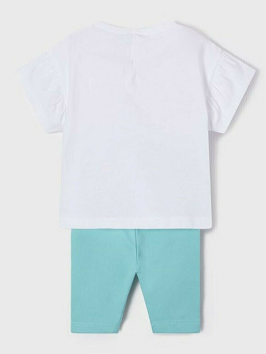 Kids' Set with Leggings Summer 2pcs Turquoise Lovely Cats