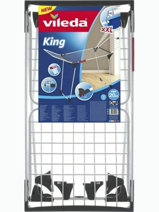 Vileda King Πτυσσόμενη Απλώστρα Δαπέδου από Αλουμίνιο με Μήκος Απλώματος 20m
