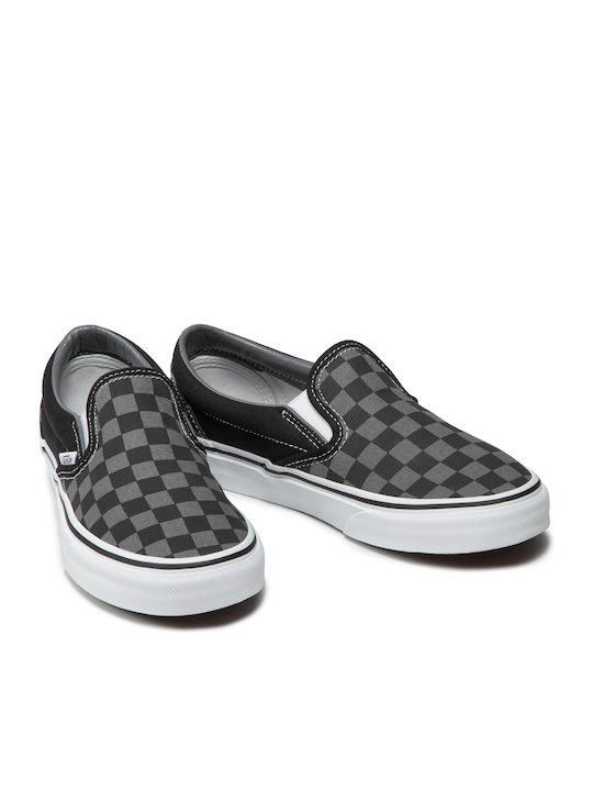 Checkerboard Classic Men's Canvas Slip-Ons Black/Pewter