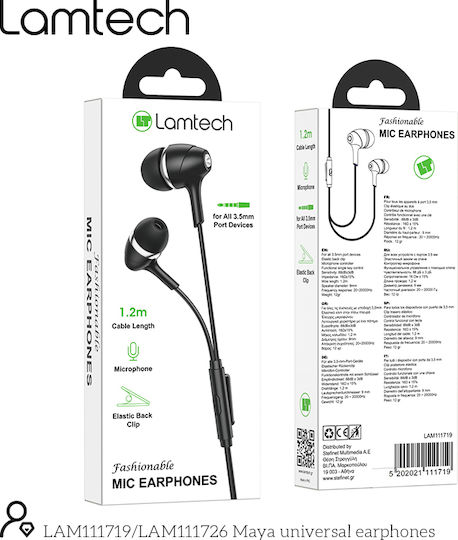 Lamtech Fashionable In-ear Handsfree με Βύσμα 3.5mm Μαύρο