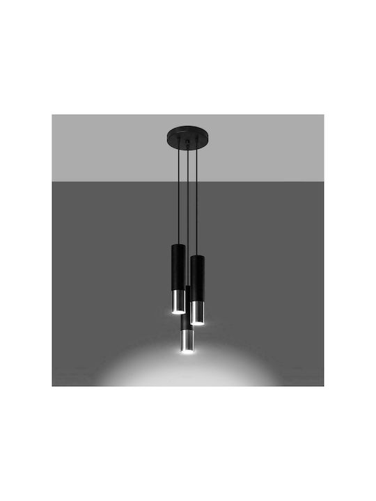 Sollux Loopez 3P Pendant Light Three-Light for Socket GU10 Black