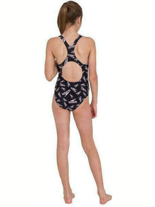 Speedo Printed Medalist Costum de baie pentru copii Întreg Negru
