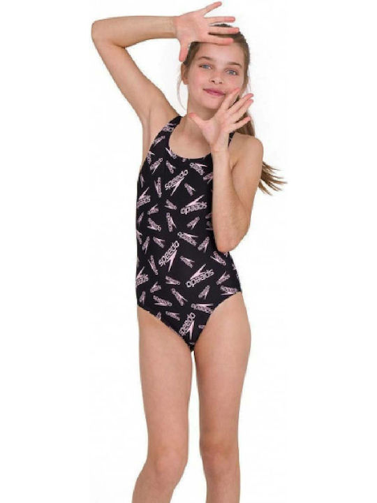 Speedo Printed Medalist Costum de baie pentru copii Întreg Negru