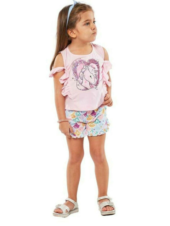 Εβίτα Kids Set with Shorts Summer 3pcs Pink