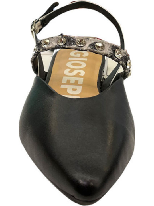 Δερμάτινες Γυναικείες Μπαλαρίνες Slingback σε Μαύρο Χρώμα