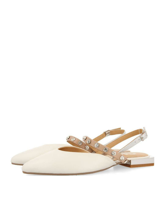 Pantofi balerini pentru femei Slingback Off White