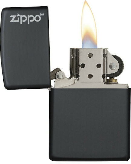Zippo Classic Logo Windproof Flame Lighter Black Matte