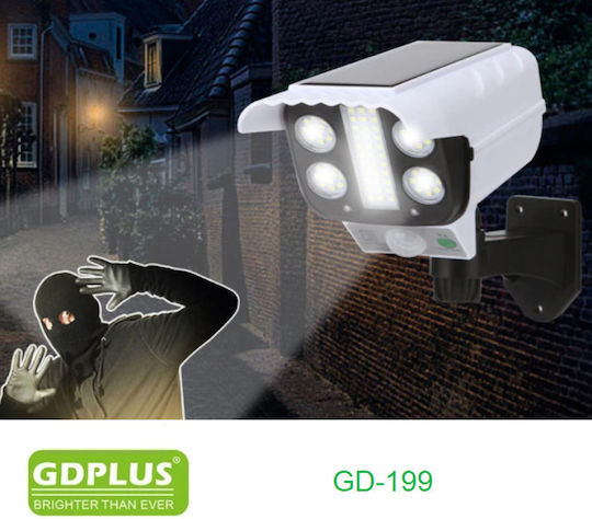 GDLite Solar Dummy Surveillance Bullet Camera with LED Lighting White Camera Shape