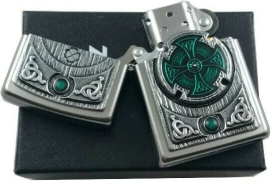 Zippo Celtic Green Cross Αντιανεμικός Αναπτήρας Φλόγας σε Πράσινο χρώμα
