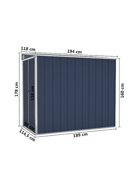 Metallisches Gartenhaus Anthrazit mit Lüftungsschlitzen M1.18xB1.94xH1.78m