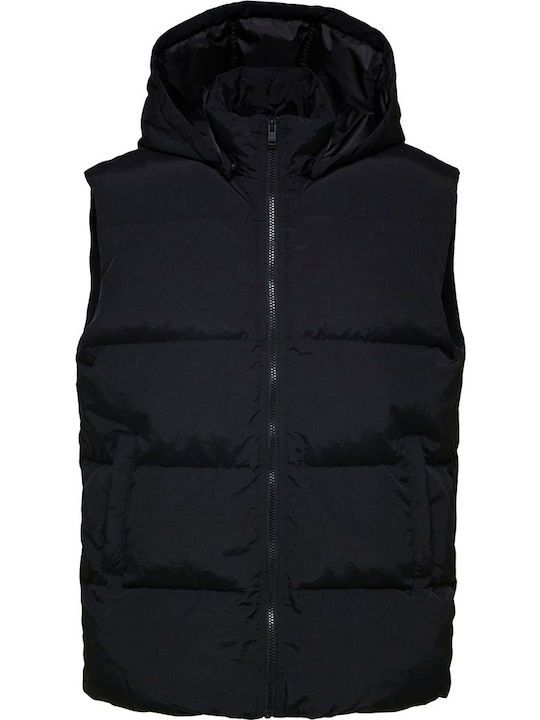 Ärmellos Jacke Puffer Schwarz