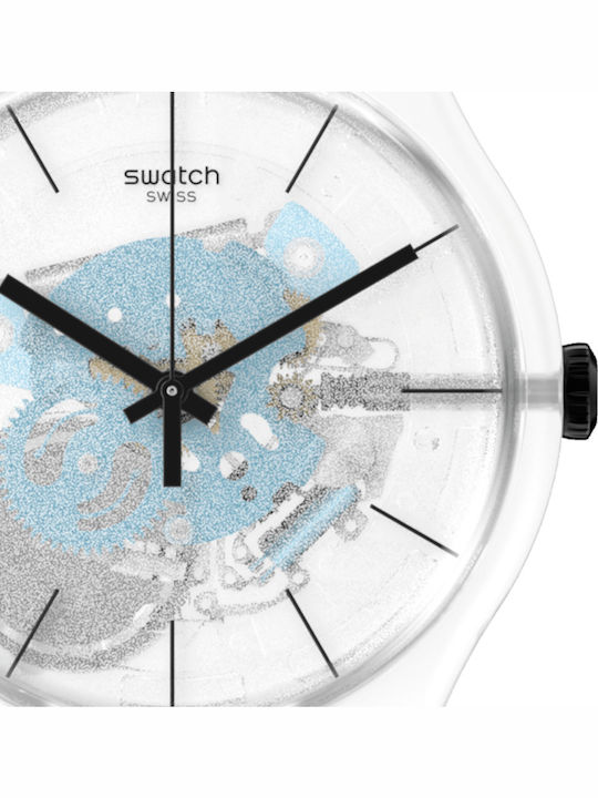 Swatch Daze Ανδρικό Ρολόι 41mm Μπαταρίας με Μπλε Καουτσούκ Λουράκι