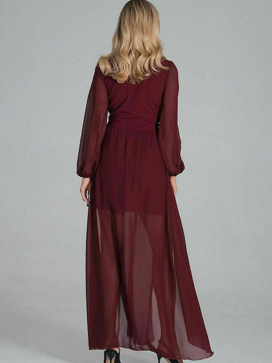 Figl Maxi Dress for Wedding / Baptism Burgundy