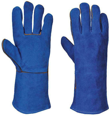 Portwest Gloves for Work Welding Blue Leather/Cotton Welders