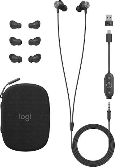 Logitech UC Zone Wired Earbuds Im Ohr Multimedia-Headsets mit Mikrofon und Verbindung 3,5 mm Klinke / USB-A / USB-C in Gray Farbe