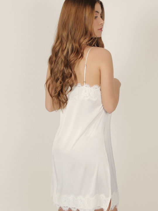 Admas Summer Satin Bridal Women's Nightdress Ivory