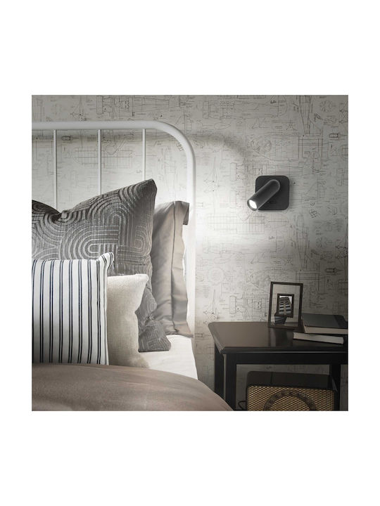 Ideal Lux Bean Square Ap Classic Lamp Wall with Integrated LED and Warm White Light Black 6.5x8.5x6.5cm