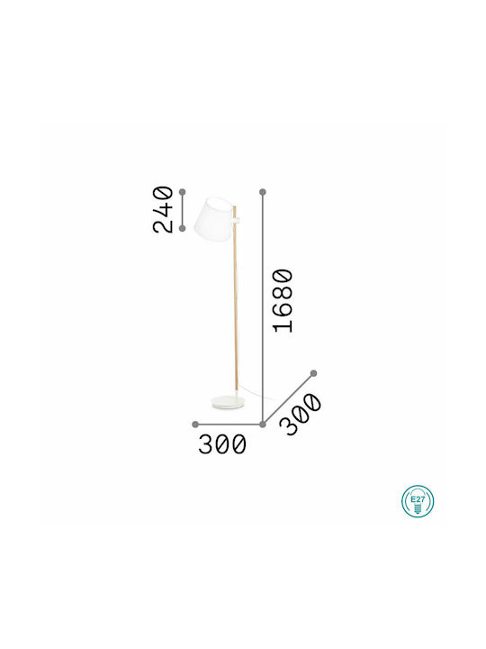 Ideal Lux Axel Floor Lamp H168xW30cm. with Socket for Bulb E27 Black