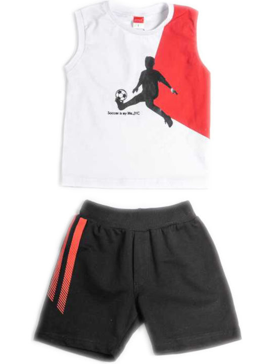 Joyce Kids Set with Shorts Summer 2pcs White/Black