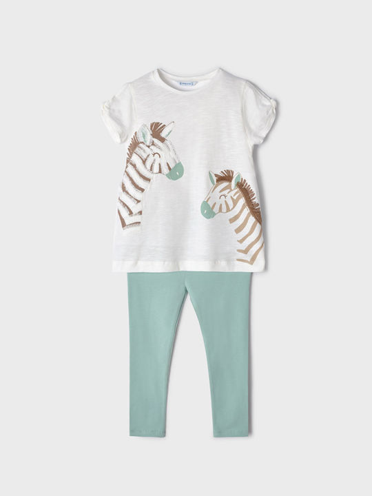 Mayoral Kinder Set mit Leggings Sommer 2Stück Weiß