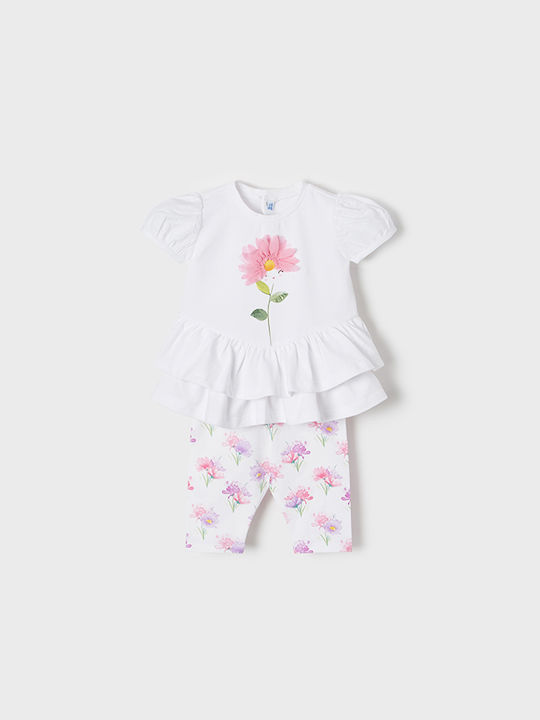 Mayoral Kinder Set mit Leggings Sommer 2Stück Weiß