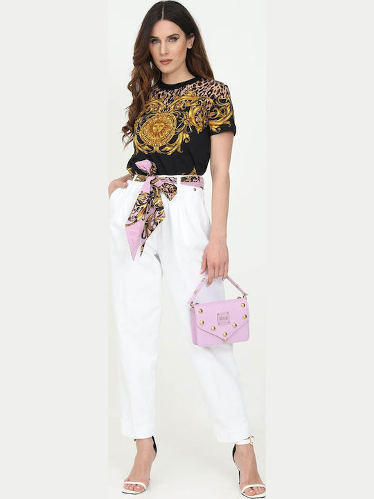 Women's High-waisted Fabric Trousers White