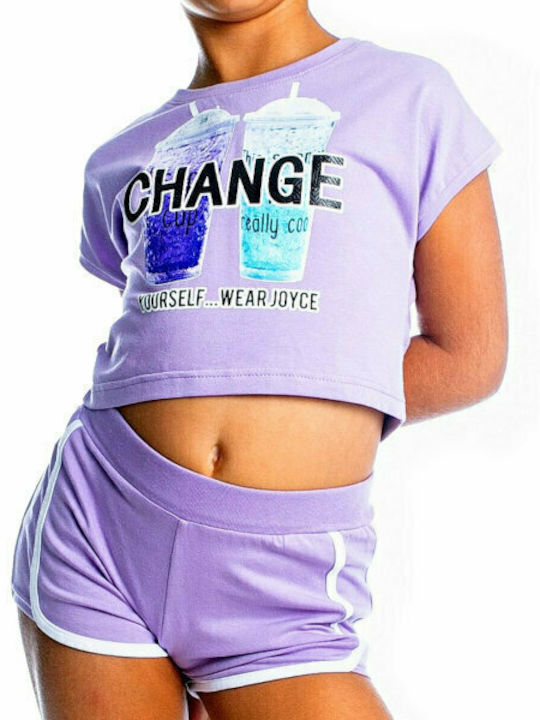 Kids' Set with Shorts Summer 2pcs Purple Change