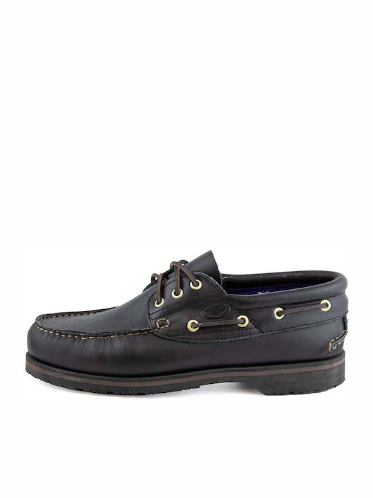 Memphis C55 Δερμάτινα Ανδρικά Boat Shoes σε Μαύρο Χρώμα