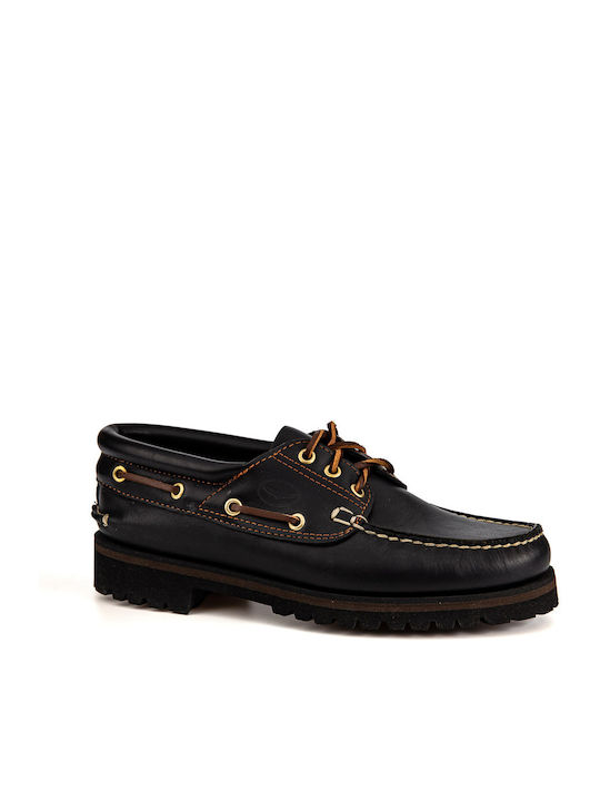 Tractor Δερμάτινα Ανδρικά Boat Shoes σε Μαύρο Χρώμα