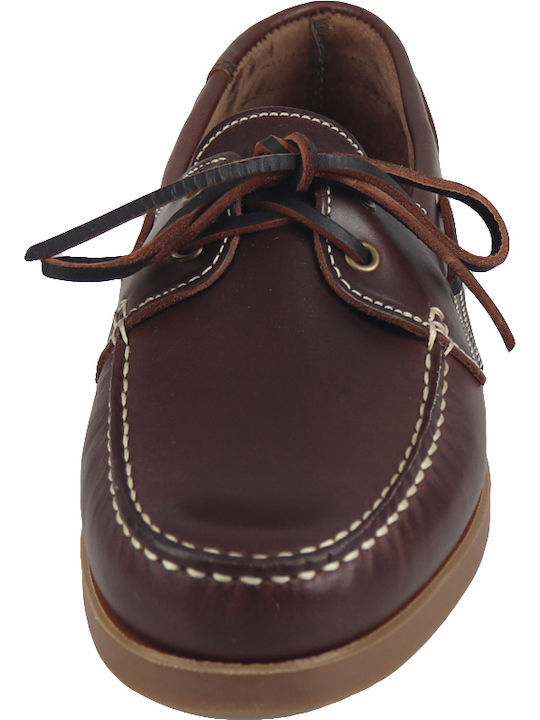 W1884 Δερμάτινα Ανδρικά Boat Shoes σε Καφέ Χρώμα