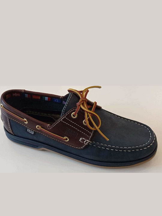 10112 Δερμάτινα Ανδρικά Boat Shoes σε Μπλε Χρώμα