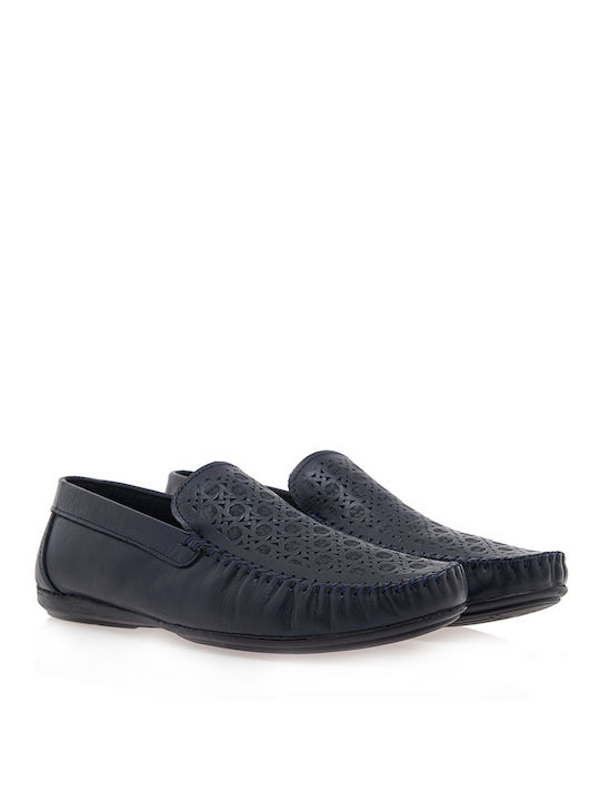 Wepss Men's Leather Moccasins Blue O507U2781052