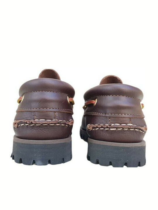 842 Δερμάτινα Ανδρικά Boat Shoes σε Καφέ Χρώμα