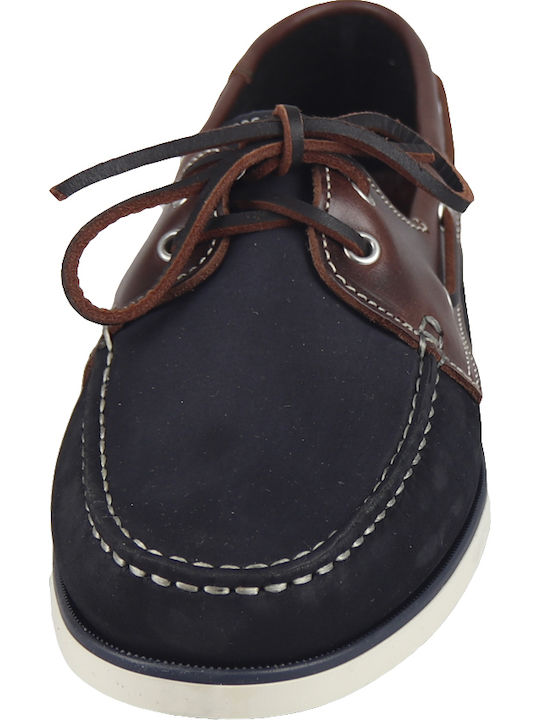 W1883 Men's Leather Boat Shoes Blue