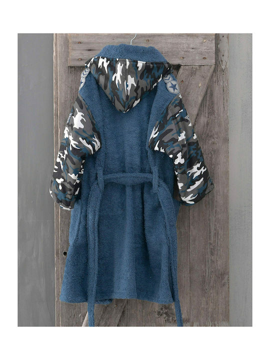 Rythmos Kids Hooded Bathrobe Army Blue 104-209-35-008 104-208-32-008